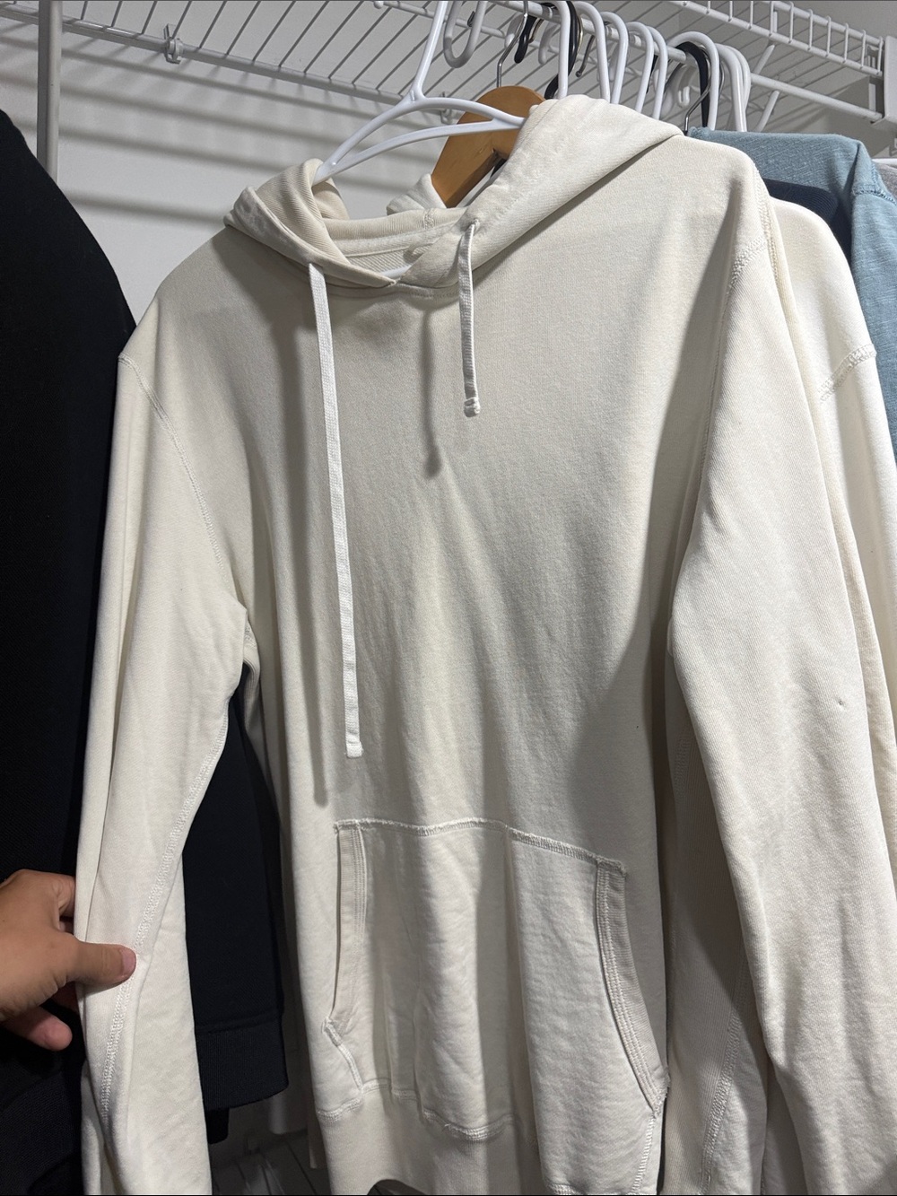 Reigning Champ Cream Drawstring Hoodie